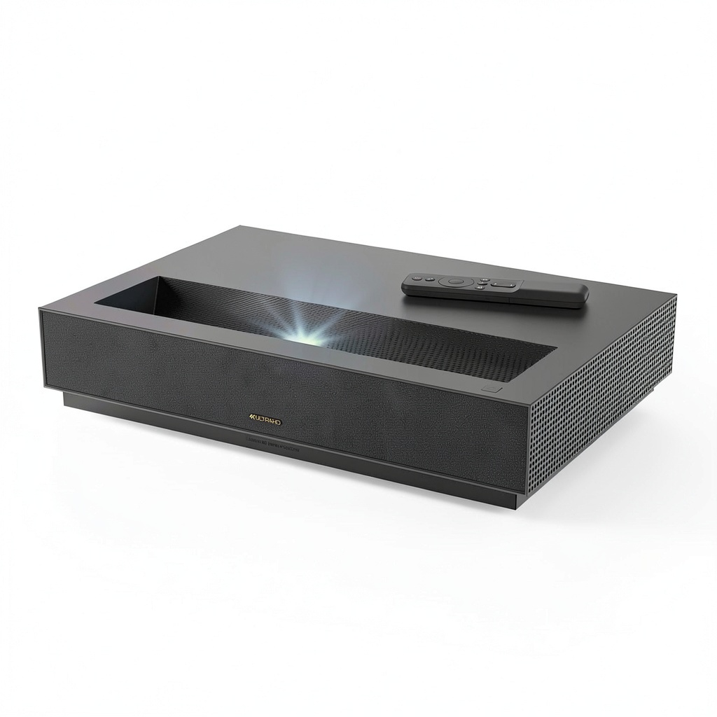 WEMAX Nova projector displaying a 4K movie on a large screen