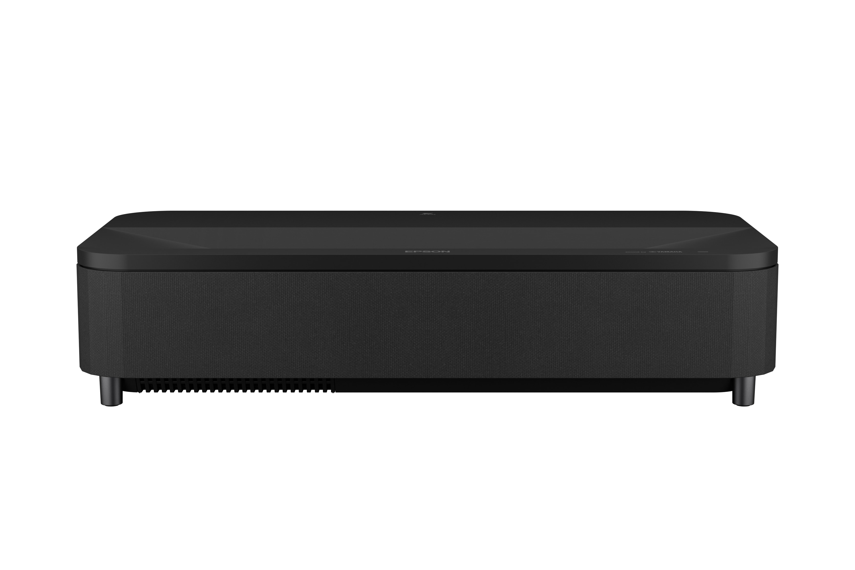 Epson LS800 projector displaying a 4K movie on a large screen in a living room