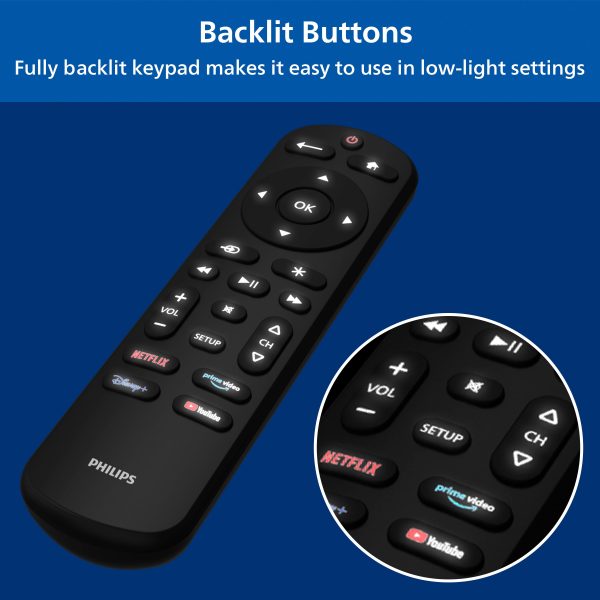 Philips OneTouch Streaming Remote Backlit TV Replacement-2