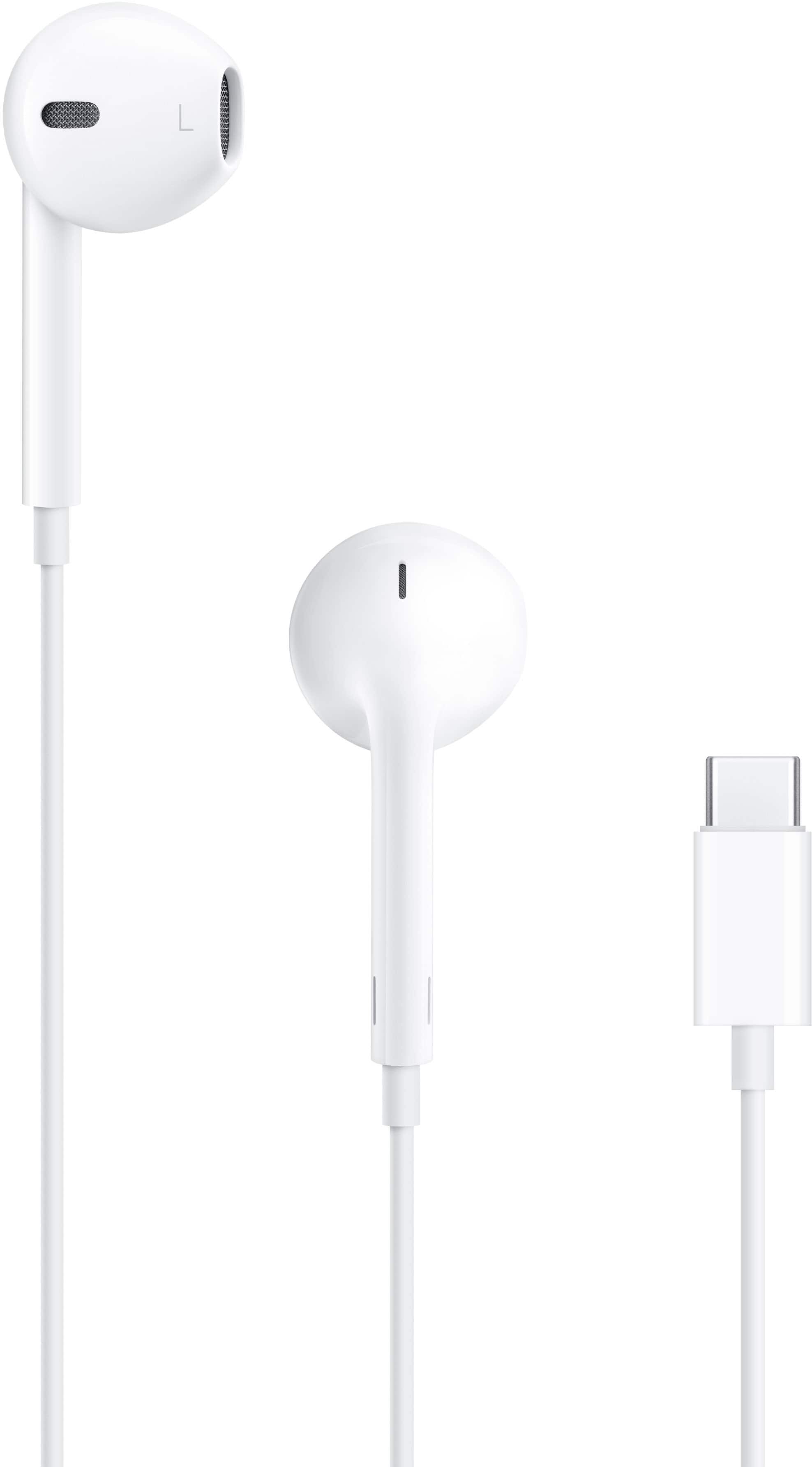 Apple EarPods USB-C white earbuds shown in packaging