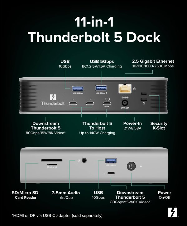 Plugable 11-in-1 Thunderbolt 5 Docking Station TBT-UDT3-4