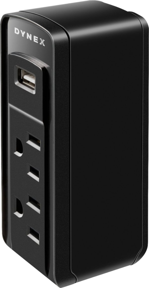 Dynex Travel Surge Protector with 2 Outlets and USB, 918 Joule Rating-1